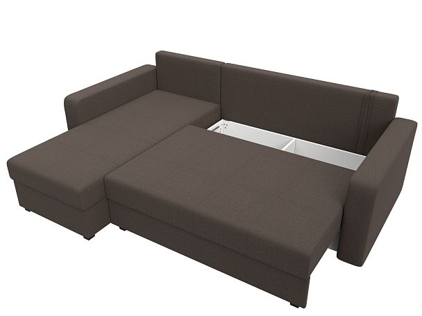 Диван угловой Ливерпуль Лайт левый угол Рогожка коричневый - Вид 7