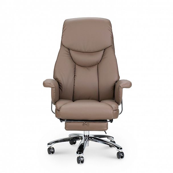 Кресло Парламент / (grey-brown) сталь + хром / серо коричневый экокожа - Вид 2