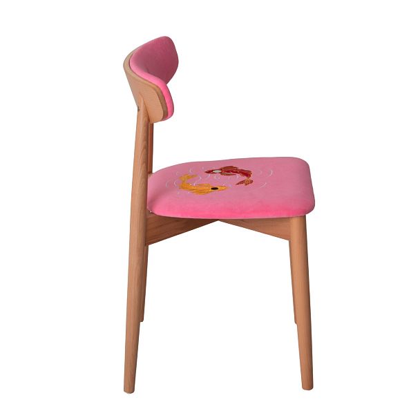 Стул Роквелл вышивка рыбки, велюр TEDDY 833, ножки бук - Вид 3