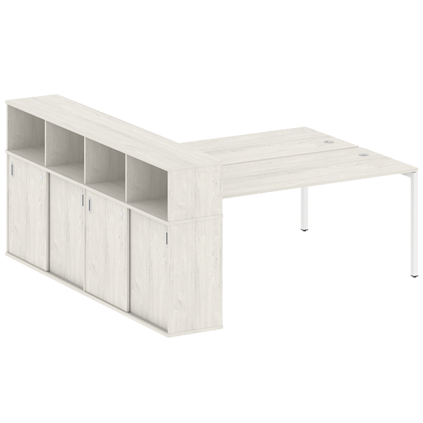 Metal System Quattro Р. ст. с шкафом-купе на П-образном м/к 40БП.РС-СШК-4.5 Т Дуб наварра/Белый металл 2210*2332*1098 - Вид 1