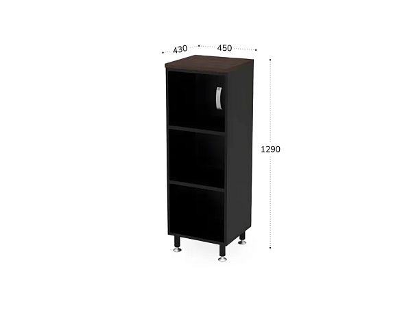 БЕРЛИН / BERLIN Стеллаж закрытый витрина стекло левый 450х430х1290 Венге/Черный - Вид 2