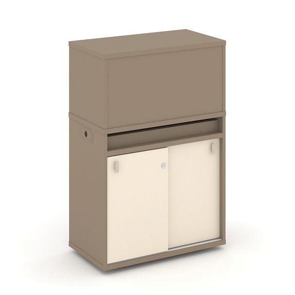 Estetica Набор №3. Тумба одиночная+низкая надставка ES.NB.1N-3 Латте/Сатин 750*410*1135 - Вид 1