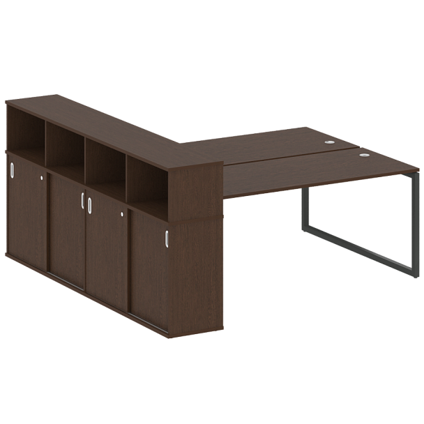 Metal System Quattro Р. ст. с шкафом-купе на О-образном м/к 40БО.РС-СШК-4.5 Т Венге/Антрацит металл 2210*2332*1098 - Вид 1