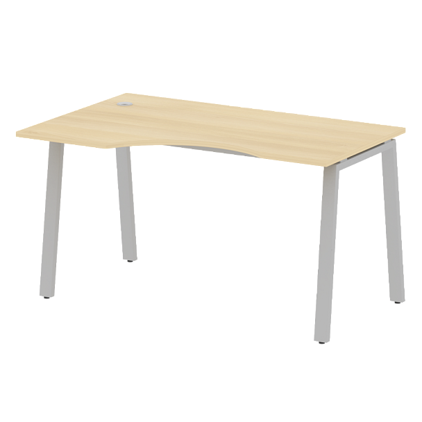 Metal System Стол криволинейный левый на А-образном м/к БА.СА-2 (L) Акация/Серый металл 1400*900*750 - Вид 1