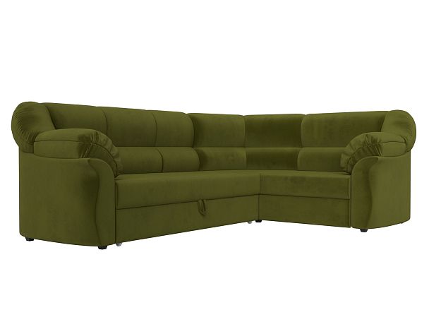 Диван угловой Карнелла правый (полностью микровельвет зеленый) - Вид 3