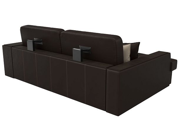 Угловой диван Брюссель левый (полностью экокожа коричневая) - Вид 6