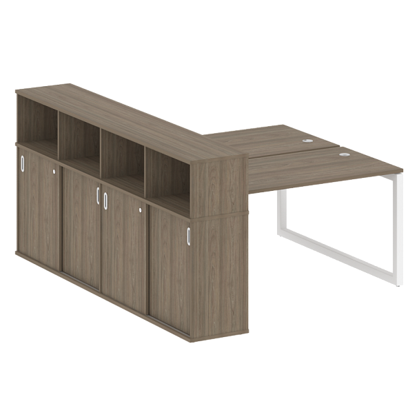 Metal System Quattro Р. ст. с шкафом-купе на О-образном м/к 50БО.РС-СШК-4.3 Т Вяз/Белый металл 1810*2332*1098 - Вид 1