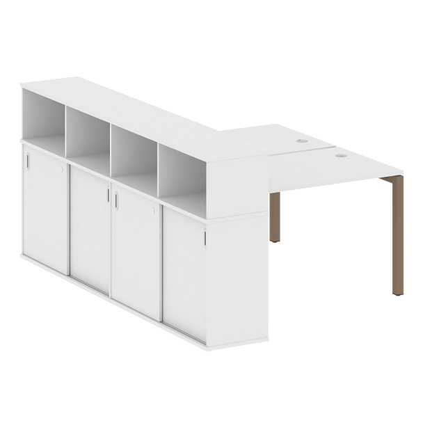 Metal System Quattro Р. ст. с шкафом-купе на П-образном м/к 50БП.РС-СШК-4.2 Т Белый/Мокко металл 1610*2332*1098 - Вид 1