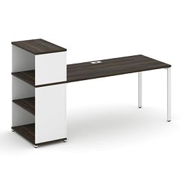 Concept Стол рабочий с опорным стеллажом с надставкой низ. CN.SP-212 Дуб Мали/Белый Бриллиант/Металл Белый 2000*720*1140 - Фото предпросмотра