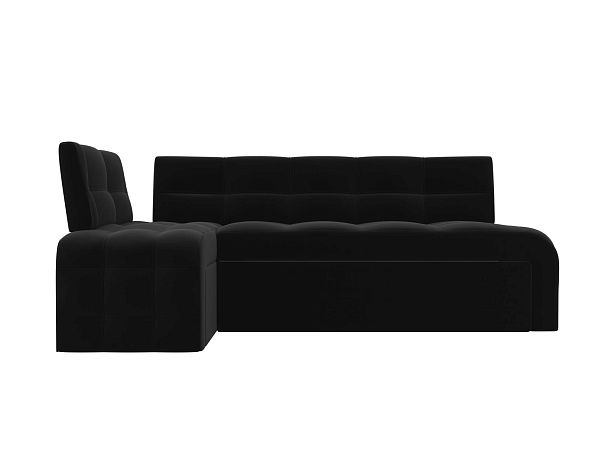 Кухонный угловой диван Люксор левый (полностью микровельвет черный) - Вид 2