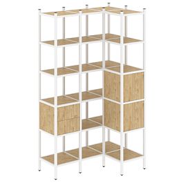 Loft Угловой внутренний стеллаж наборный VR.L-35 Тиквуд светлый/Белый металл 1278*862*2280 - Фото предпросмотра