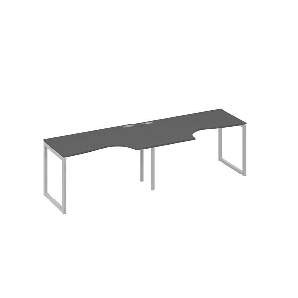 Рабочая станция столы Классика на каркасе QUATTRO (2х140) A4 А4 Б4 043-2 БП антрацит премиум / металлокаркас серый - Вид 1