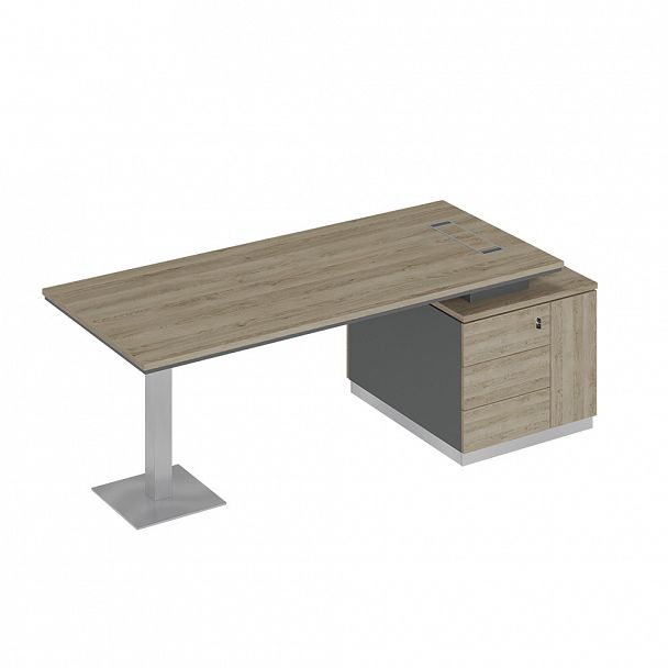 Стол на опорной тумбе (левый/правый) "City" СИ 106  дуб гладстоун светлый/антрацит премиум/дуб гладстоун светлый - Вид 1