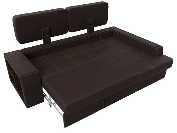 Угловой диван Брюссель правый (полностью экокожа коричневая) - Вид 8