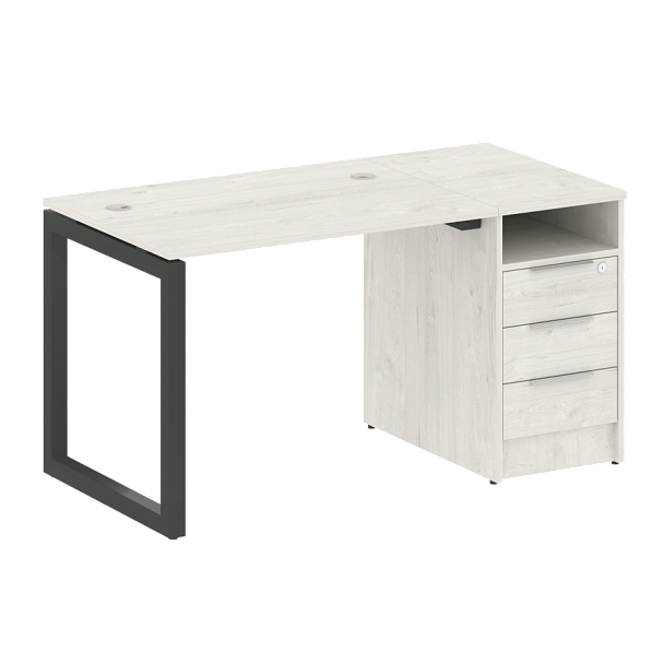 Metal System Quattro Р. ст. с тумбой на О-образном м/к 50БО.РС-СТП-1.1 Дуб наварра/Антрацит металл 1412*720*750 - Вид 1