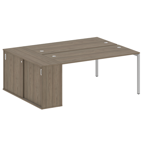 Metal System Quattro Р. ст. с шкафом-купе на П-образном м/к 40БП.РС-СШК-1.4 Т Вяз/Серый металл 2010*1475*750 - Вид 1