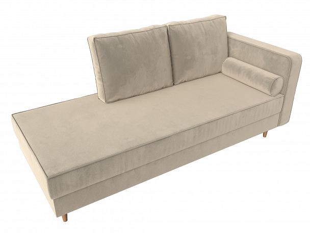 Кушетка Прайм правый (полностью микровельвет бежевый) - Вид 5
