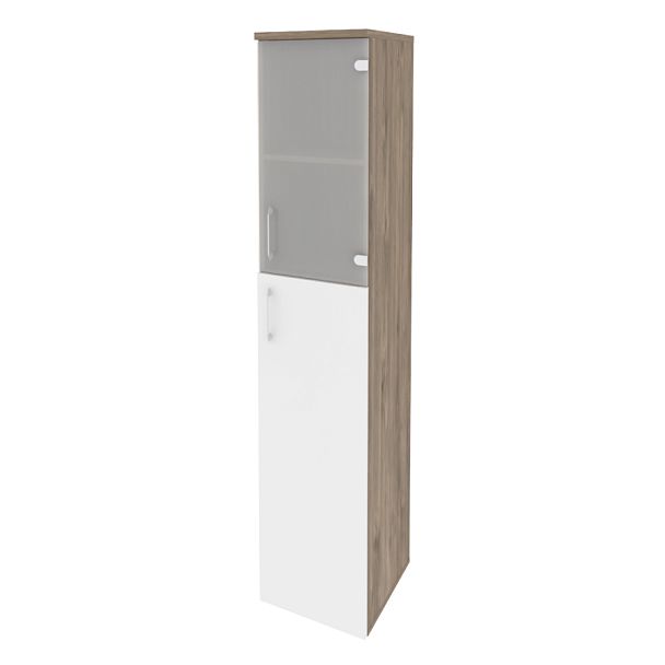 Onix Шкаф высокий узкий правый O.SU-1.7 (R) Тиквуд темный/Белый бриллиант 400*420*1977 - Вид 1