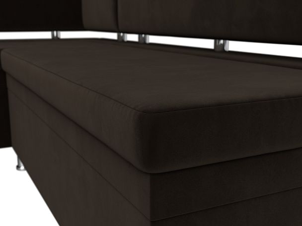 Кухонный уголок Стайл левый (полностью микровельвет коричневый) - Вид 4