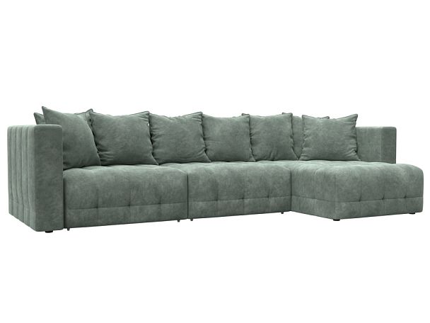 Диван угловой Лига-052 НПБ Лонг угол универсальный Велюр зеленый - Вид 1
