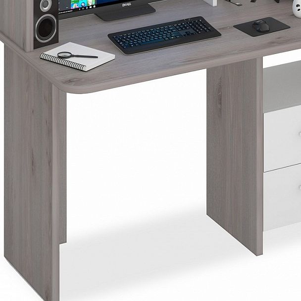 Стол компьютерный Домино Lite СКЛ-Прям120Р+НКЛ-120 Белый/Нельсон - Вид 4