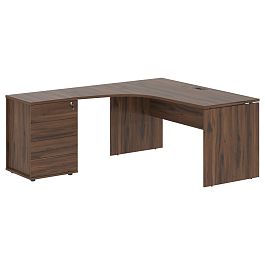 Стол эргономичный с тумбой EDCET 1518(L) Дуб Денвер тёмный/Мокко 1560х1880х750 EDIS - Фото предпросмотра