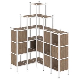 Loft Угловой внутренний стеллаж наборный VR.L-43 Дуб аризона/Белый металл 1278*1694*2280 - Фото предпросмотра