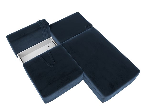 Диван угловой модульный Лига-060 НПБ угол универсальный Велюр синий - Вид 8