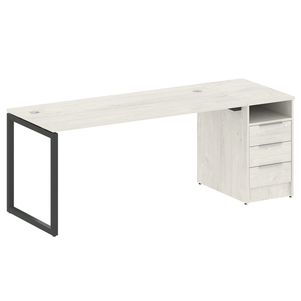 Metal System Quattro Р. ст. с тумбой на О-образном м/к 40БО.РС-СТП-1.4 Дуб наварра/Антрацит металл 2012*720*750 - Вид 1