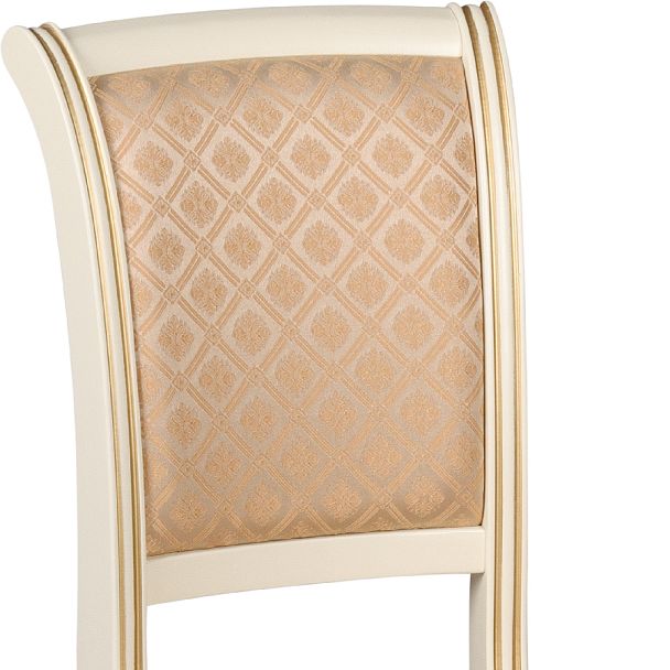 Стул деревянный с мягким сиденьем Арктос Слоновая кость с золотой патиной/Бежевый жаккард - Вид 8