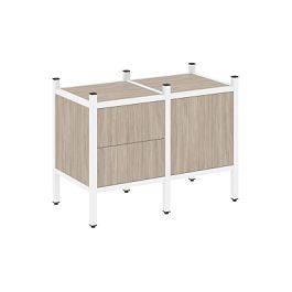 Loft Прямой стеллаж наборный VR.L-01 Дуб аттик/Белый металл 862*446*636 - Фото предпросмотра