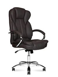 Кресло офисное / Верса / (brown) сталь + хром / темно-коричневая экокожа - Фото предпросмотра