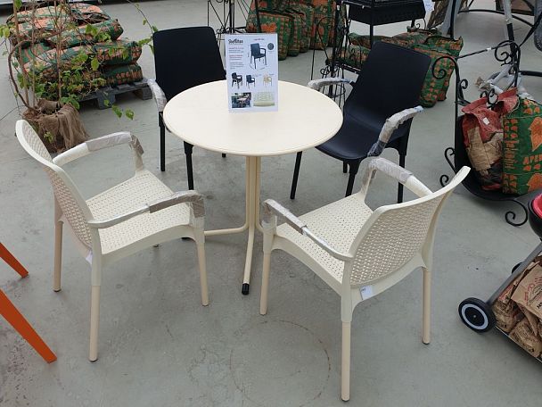 Плетеный стул SHT-S68 бежевый пластиковый бежевый/ваниль (цинк) - Вид 7