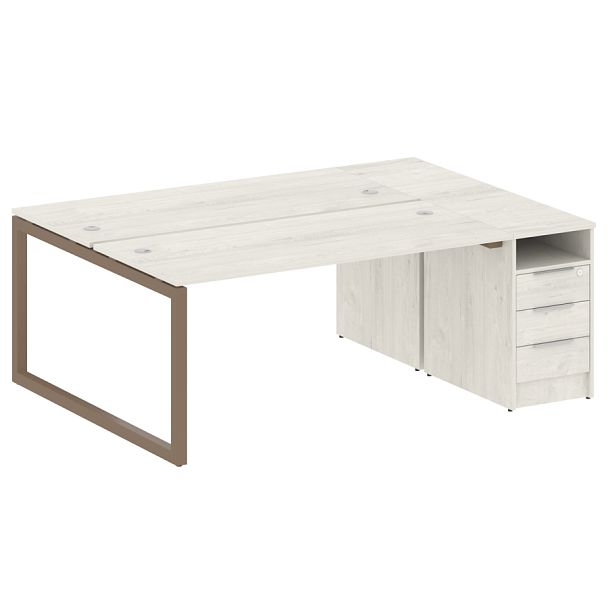 Metal System Quattro Р. ст. с тумбой на О-образном м/к 50БО.РС-СТП-2.4 Дуб наварра/Мокко металл 2012*1475*750 - Вид 1