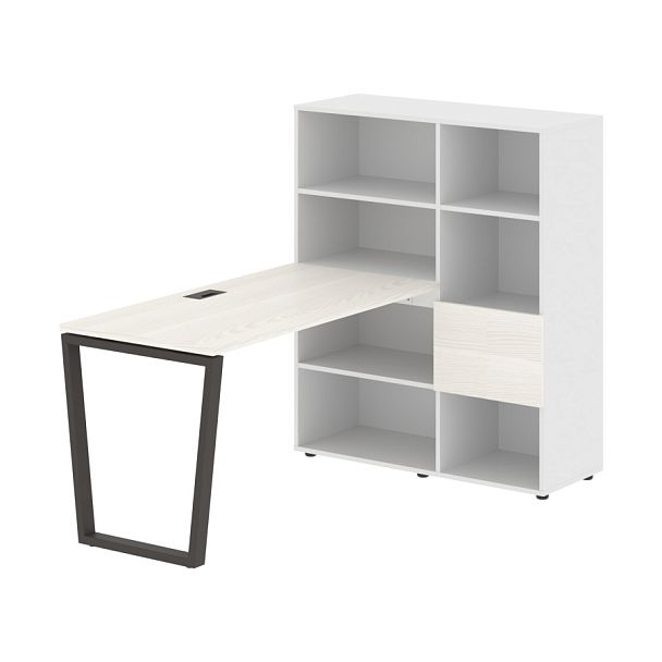 Стол-стеллаж EVRST 1113 Ясень Траун/Мокко/Белый 1790х1120х1355 EDIS - Вид 1