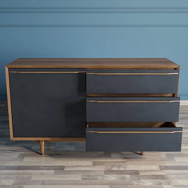 Комод "Bruni Black" с ящиками и дверкой - Вид 2