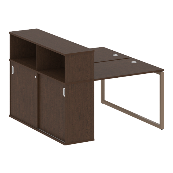 Metal System Quattro Р. ст. с шкафом-купе на О-образном м/к 40БО.РС-СШК-2.1 Т Венге/Мокко металл 1410*1475*1098 - Вид 1