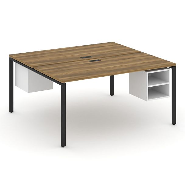 Concept Рабочая станция 2 сторонняя с подвесными тумбами на 2 места CN.DRS-108 Сандал Янтарный/Белый Бриллиант/Металл Черный 1580*1480*750 - Вид 1