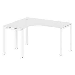Metal System Quattro Стол криволинейный левый на П-образном м/к 40БП.СА-3 (L) Белый/Белый металл 1400*1200*750 - Фото предпросмотра