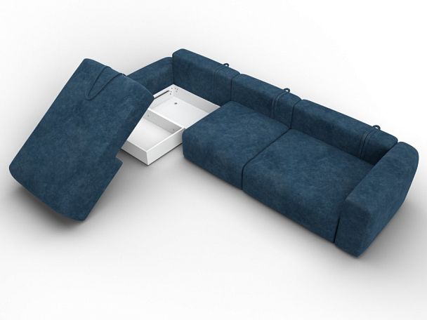 Диван угловой Лига-066 НПБ Лонг угол левый Велюр синий - Вид 7