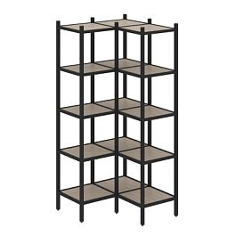 Loft Угловой внутренний стеллаж наборный VR.L-32 Дуб аттик/Чёрный металл 862*862*1869 - Фото предпросмотра