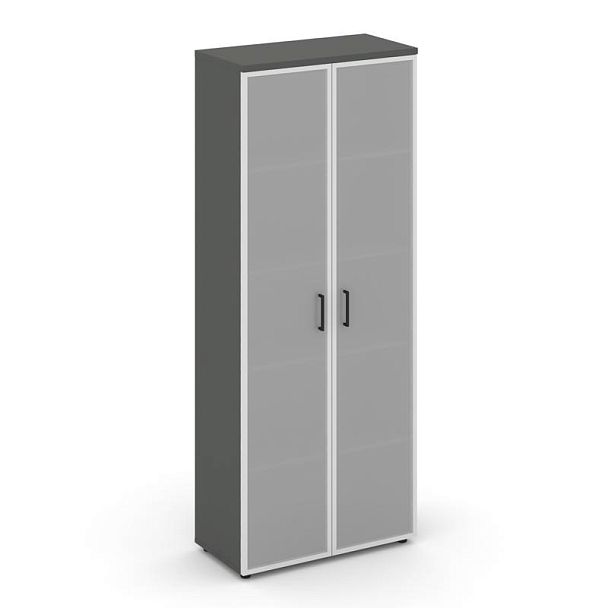 Стайл Проджект Шкаф высокий широкий SN.STS.E-109 Антрацит/Сатин/Черный Ручки 796*400*1982 - Вид 1
