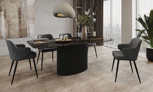 Стол Nolan 160, керамика глянцевая, черная - Вид 1
