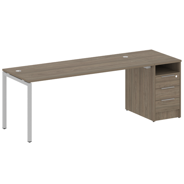 Metal System Quattro Р. ст. с тумбой на П-образном м/к 40БП.РС-СТП-1.5 Вяз/Серый металл 2212*720*750 - Вид 1