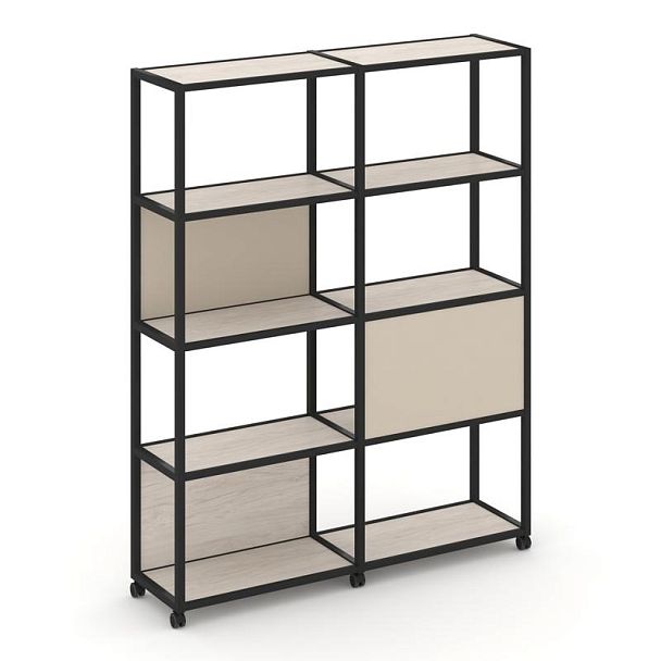 Shelf Mobile Стеллаж 5 уровней 2 секции VR.LT-STK-512.12 Денвер Светлый/Металл Черный/W-04 2370*400*2000 - Вид 1