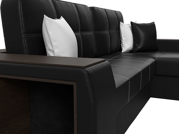 Угловой диван Брюссель правый (полностью экокожа черная) - Вид 4