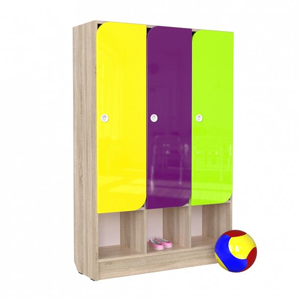 Шкаф детский 3-секционный с нишей под обувь ШЛД-033 - Вид 1