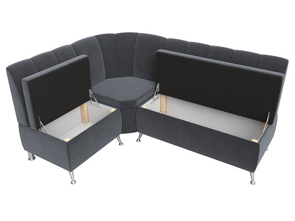 Кухонный угловой диван Кантри левый (полностью велюр серый) - Вид 6