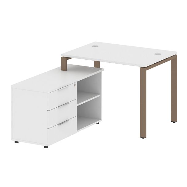 Metal System Р. ст. с тумбой на П-образном м/к БП.РС-СТС-2.1 (L) Белый/Мокко металл 1100*1520*750 - Вид 1