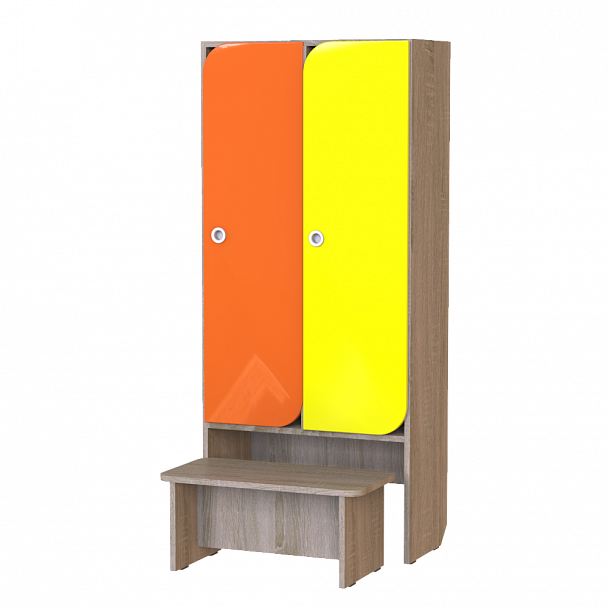 Шкаф детский 2-секционный со скамьей МДФ Фрукты ШФН-007 - Вид 1